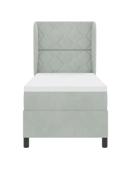Letto Box Spring  con Materasso Grigio Chiaro 80x200 cm Velluto