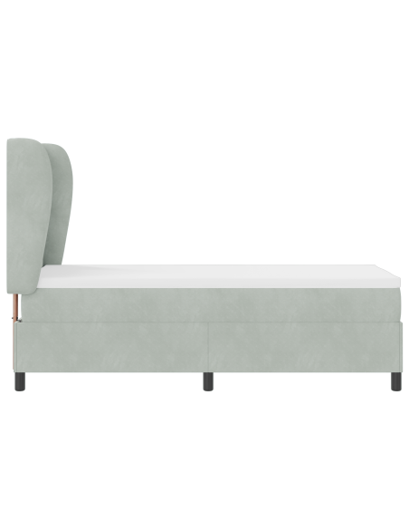Letto Box Spring  con Materasso Grigio Chiaro 80x200 cm Velluto