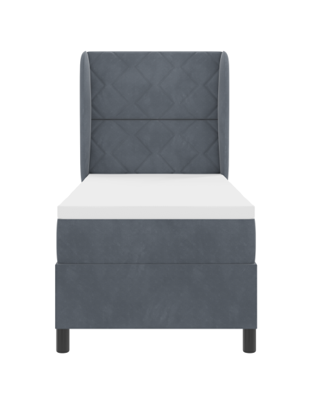 Letto a molle con materasso  Grigio Scuro 80x200 cm Velluto