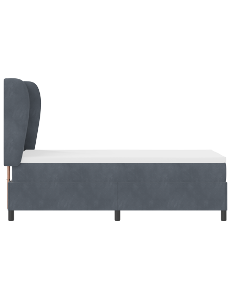 Letto a molle con materasso  Grigio Scuro 80x200 cm Velluto
