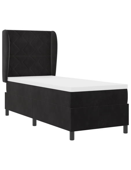 Letto Box Spring con Materasso Nero 80x200 cm Velluto
