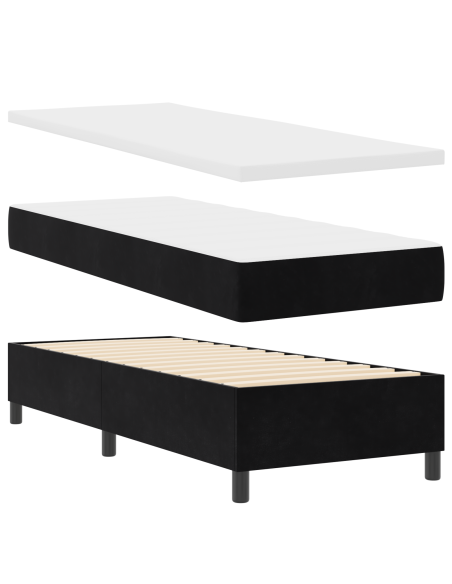 Letto Box Spring con Materasso Nero 80x200 cm Velluto
