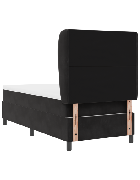 Letto Box Spring con Materasso Nero 100x200 cm Velluto