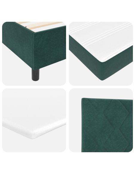 Letto con Box Spring e Materasso Verde Scuro 80x200 cm Velluto