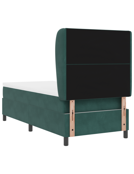 Letto Box Spring con Materasso Verde Scuro 100x200 cm Velluto