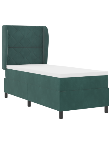 Letto a molle con materasso Verde Scuro 200 x 80 cm Poliestere