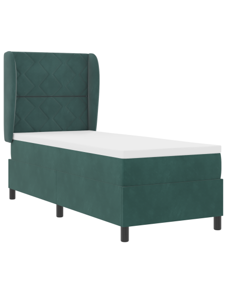 Letto con Box Spring e Materasso Verde Scuro 80x200 cm Velluto