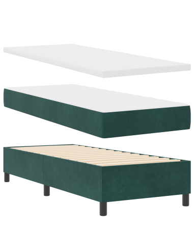 Letto a molle con materasso Verde Scuro 200 x 80 cm Poliestere