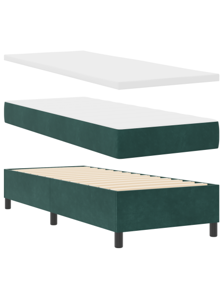 Letto con Box Spring e Materasso Verde Scuro 80x200 cm Velluto