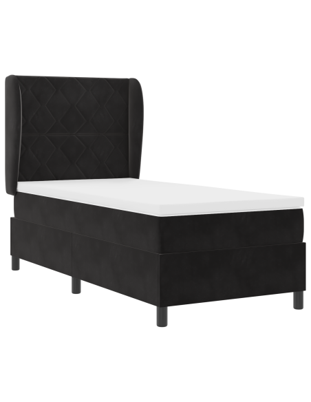 Letto Box Spring con Materasso Nero 100x200 cm Velluto