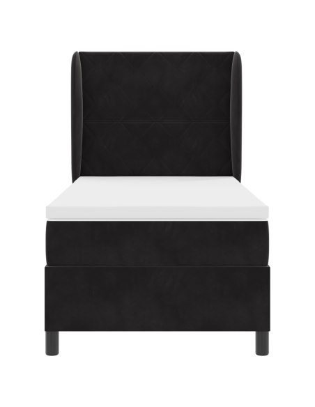Letto Box Spring con Materasso Nero 90x190 cm Velluto