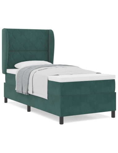 Letto a molle con materasso Verde Scuro 200 x 100 cm Poliestere