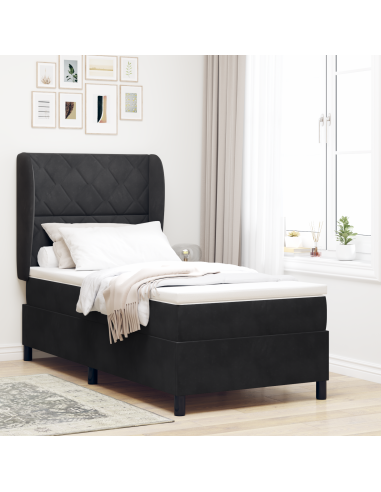 Letto a molle con materasso Nero 190 x 90 cm Poliestere