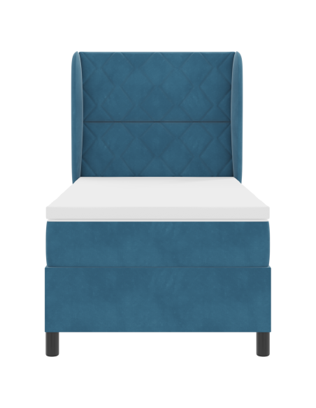 Rete a Sbarre con Materasso Blu Scuro 100x200 cm Velluto