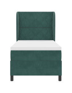 Letto a molle con materasso Verde Scuro 190 x 90 cm Poliestere 2