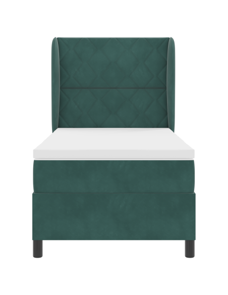 Letto Box Spring con Materasso Verde Scuro 90x190 cm Velluto