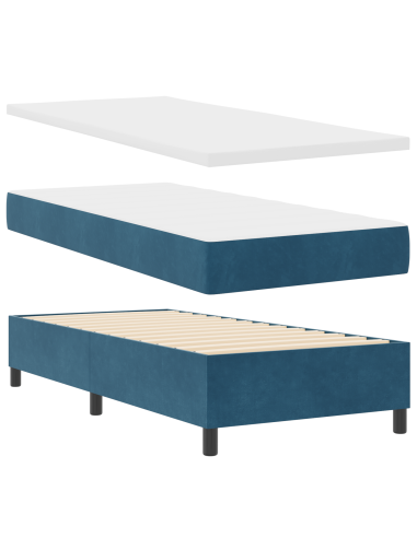 Letto a molle con materasso Blu Scuro 190 x 90 cm Poliestere