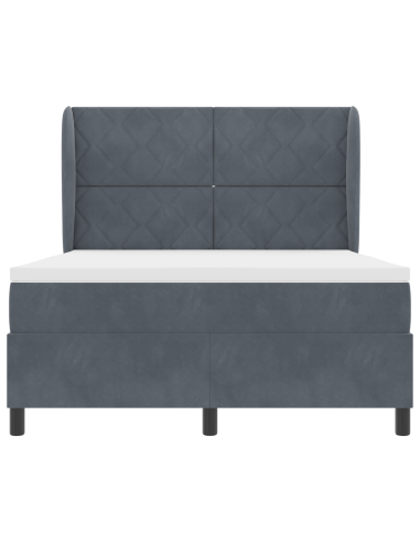 Letto a molle con testiera Grigio scuro 190 x 140 cm Poliestere