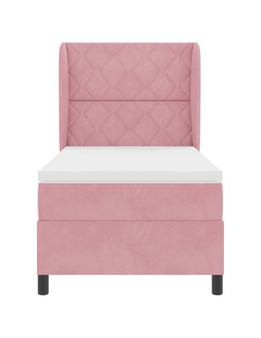 Letto a molle con materasso Rosa 190 x 90 cm Poliestere