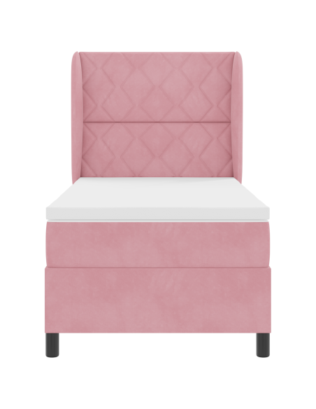 Letto con Rete a Molla e Materasso in Rosa, 90x190 cm, Velluto