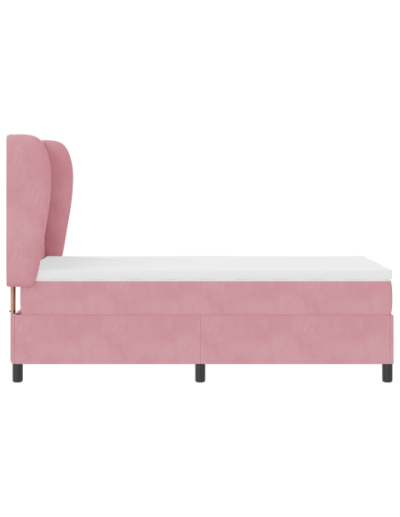 Letto con Rete a Molla e Materasso in Rosa, 90x190 cm, Velluto