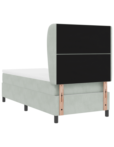 Letto a molle con testiera Grigio chiaro 200 x 90 cm Poliestere