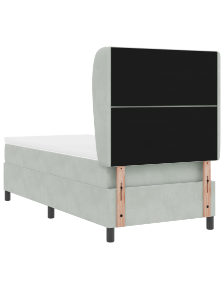 Letto con Rete a Molle e Materasso Grigio Chiaro 90x200 cm Velluto