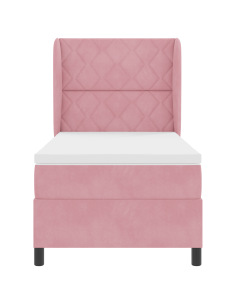 Letto a molle con materasso Rosa 200 x 90 cm Poliestere 2