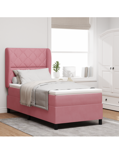 Letto a molle con materasso Rosa 200 x 90 cm Poliestere
