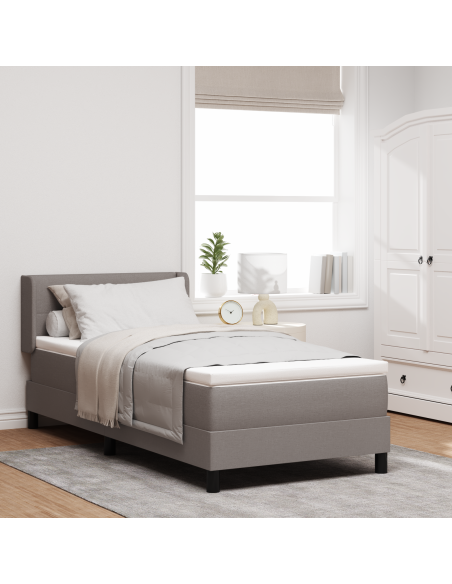 Letto Box Spring  con Materasso Tortora 80x200 cm Tessuto
