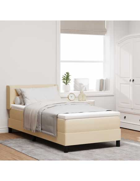Letto con Rete  con Materasso Panna 90x200 cm Tessuto