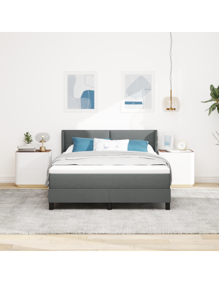 Letto Box Spring con Materasso Grigio Scuro 140x190 cm Tessuto