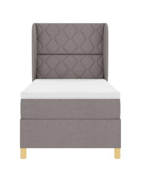 Letto a Rete con Materasso Tortora 90x200 cm in Tessuto