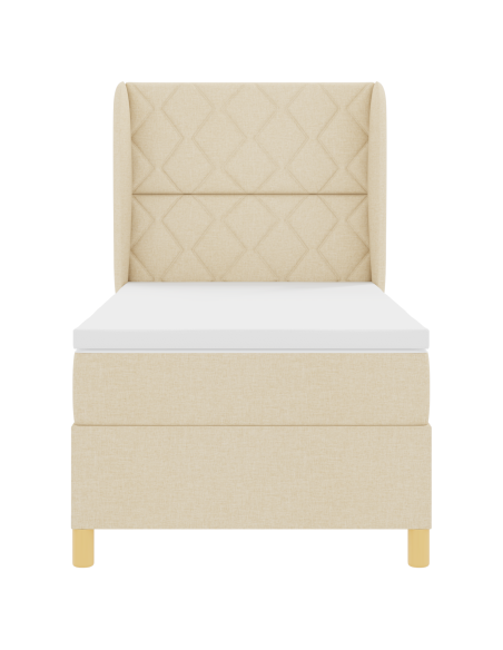 Letto a Box Con Materasso Crema 90x200 cm Tessuto