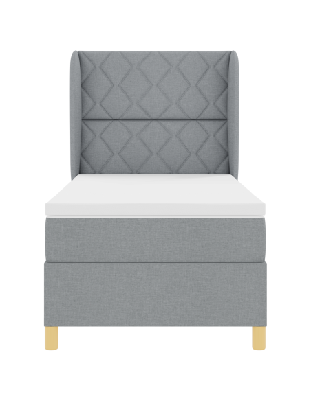 letto a molle di con materasso grigio chiaro 100x200 cm in tessuto