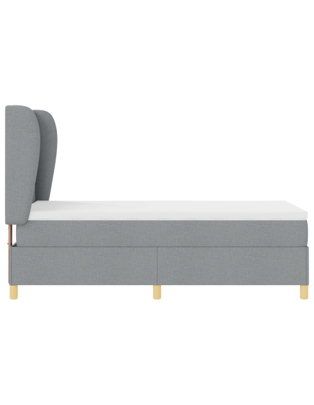 letto a molle di con materasso grigio chiaro 100x200 cm in tessuto