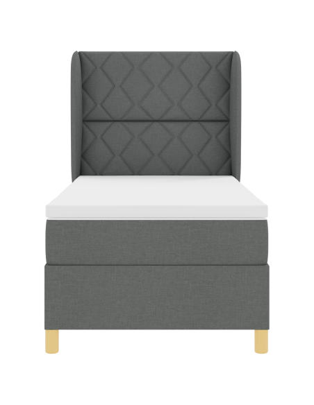 Letto con Box Spring e Materasso  Grigio Scuro 100x200 cm Tessuto