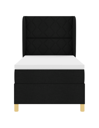 Letto con molle e materasso Grigio Scuro 90x190 cm Tessuto Nero