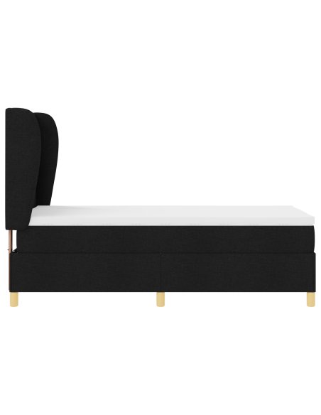 Letto Box Spring con Materasso Nero 100x200 cm Tessuto