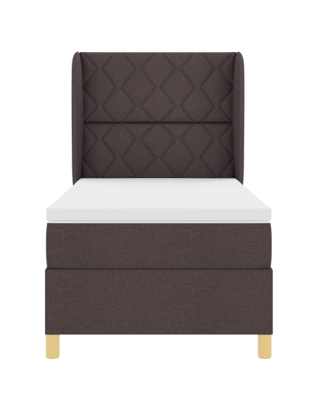 Letto con Box Spring e Materasso Marrone Scuro 100x200 cm Tessuto