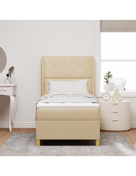 Rete a Molle con Materasso Crema 100x200 cm Tessuto