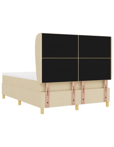 letto a molle con materasso  crema 160x200 cm in tessuto