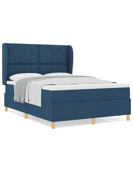 Letto con Box Spring e Materasso Blu 160x200 cm Tessuto