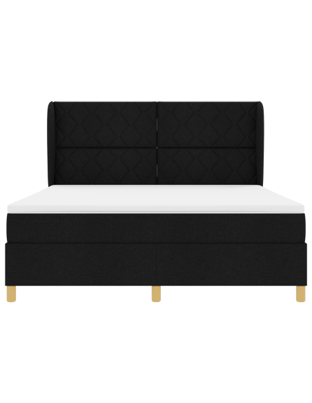 Letto a Cassette con Materasso Nero 180x200 cm Tessuto