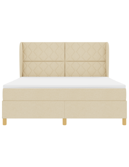 Letto Box Spring con Materasso Crema 180x200 cm Tessuto