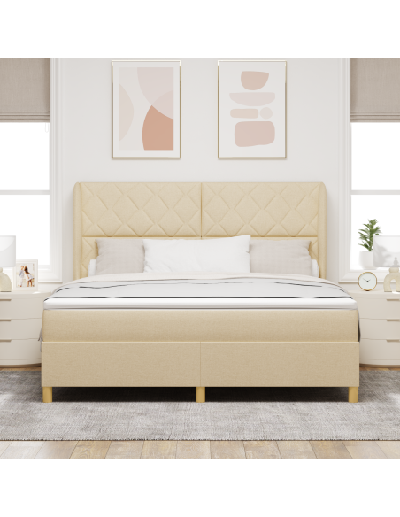Letto Box Spring con Materasso Crema 180x200 cm Tessuto