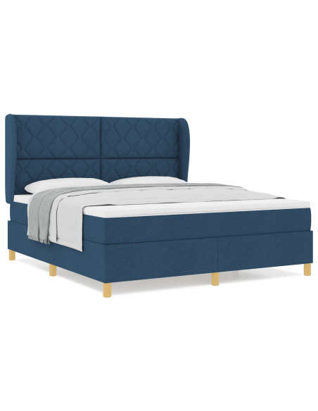 Letto a doghe  con materasso Blu 180x200 cm in tessuto