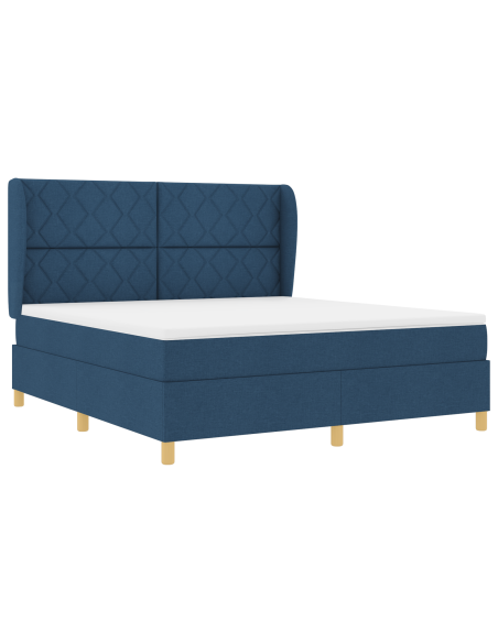 Letto a doghe  con materasso Blu 180x200 cm in tessuto
