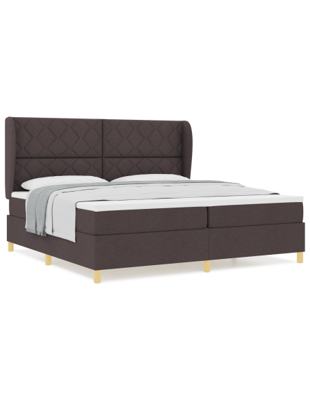 Letto Box Spring con Materasso Marrone Scuro 200x200 cm Tessuto