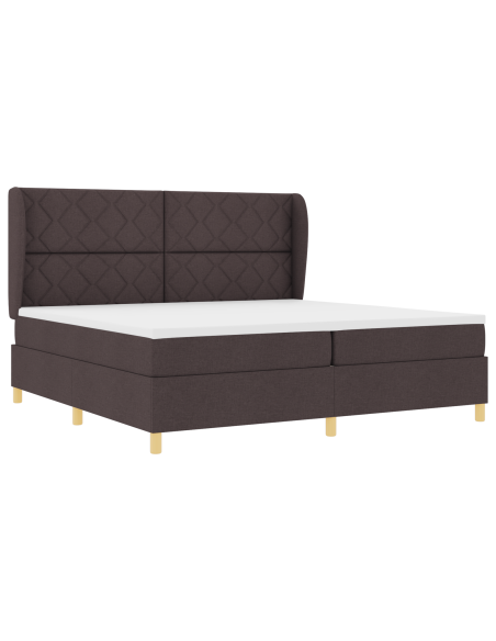 Letto Box Spring con Materasso Marrone Scuro 200x200 cm Tessuto